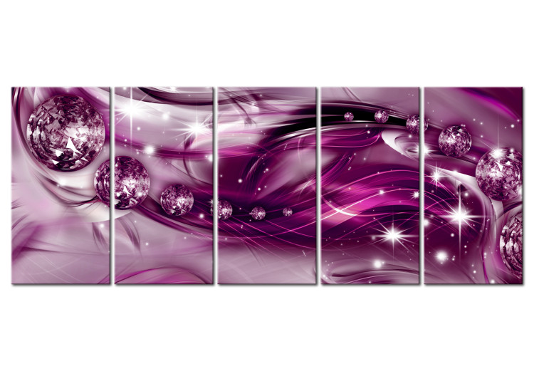 Canvas Crazy Spheres (5-piece) - Abstract Explosion of Purple Shine 105047