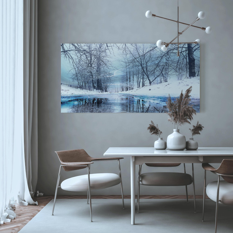 Canvas Art Print Harsh Winter (1-part) Wide - River Landscape with White Scenery 108447 additionalImage 9