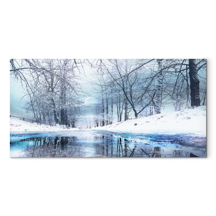 Canvas Art Print Harsh Winter (1-part) Wide - River Landscape with White Scenery 108447