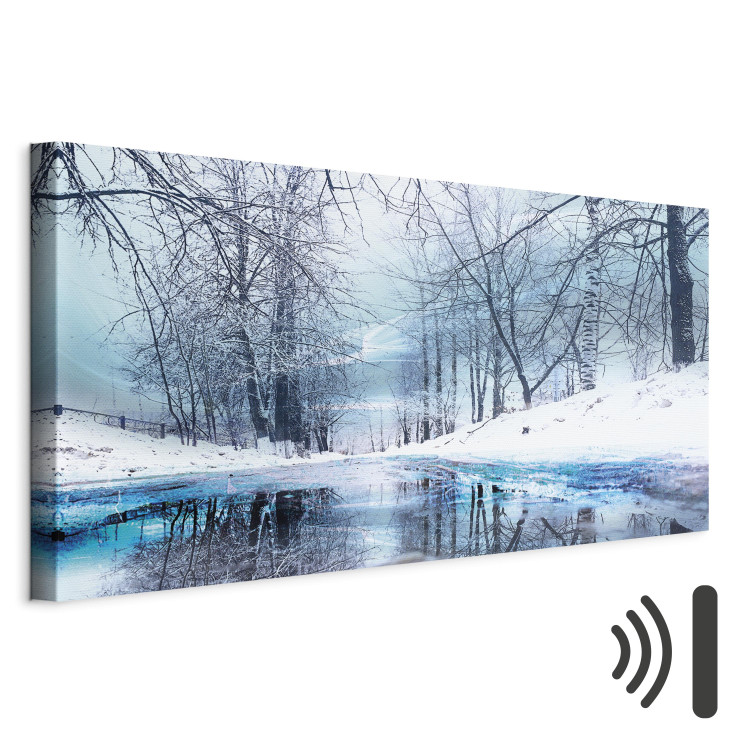Canvas Art Print Harsh Winter (1-part) Wide - River Landscape with White Scenery 108447 additionalImage 8