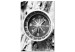 Canvas Art Print Direction of the Road (1-part) - Black and White Compass on Tree Background 114847