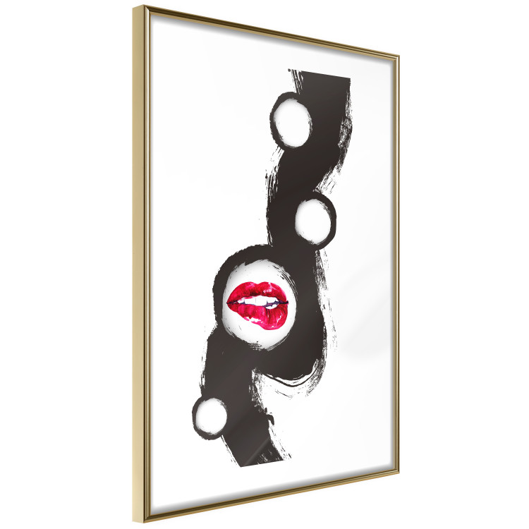 Wall Poster Bitten lips - black and white abstraction with a touch of red 115047 additionalImage 8