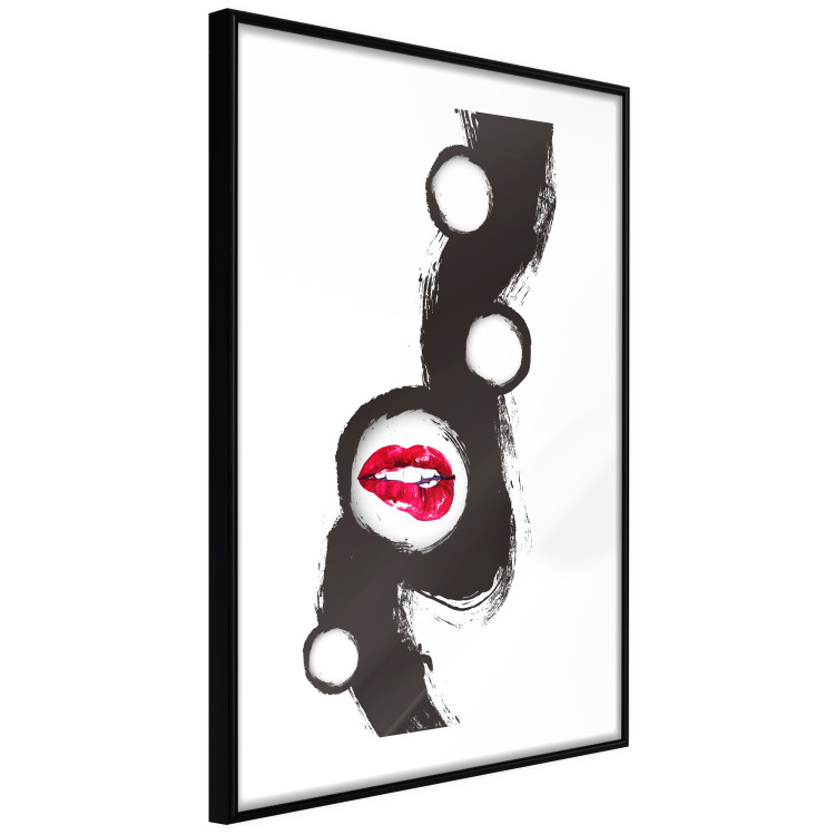 Wall Poster Bitten lips - black and white abstraction with a touch of red 115047 additionalImage 13