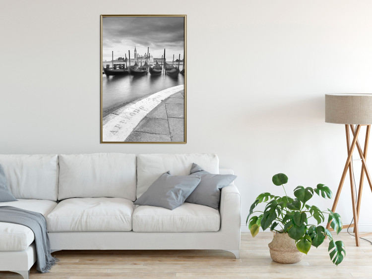 Poster Boats in Venice - black and white riverscape with view of the river and gondolas 115147 additionalImage 5