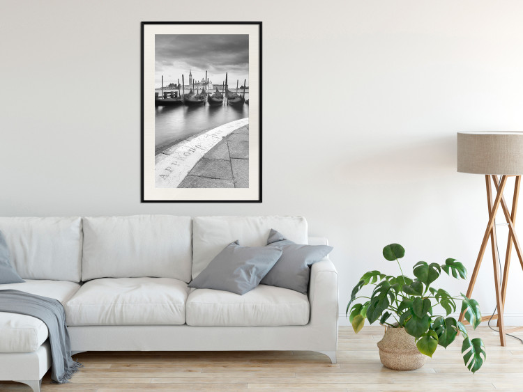 Poster Boats in Venice - black and white riverscape with view of the river and gondolas 115147 additionalImage 22
