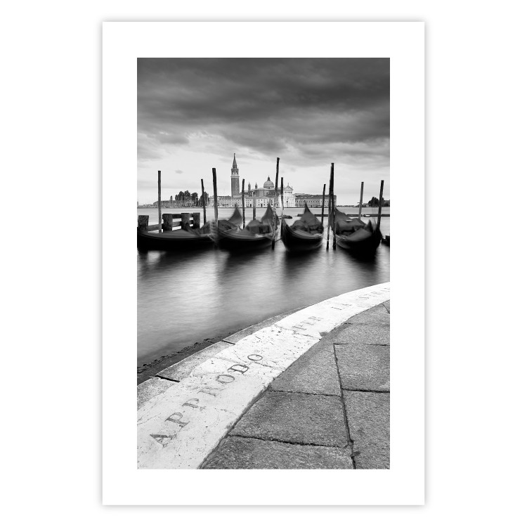 Poster Boats in Venice - black and white riverscape with view of the river and gondolas 115147 additionalImage 19