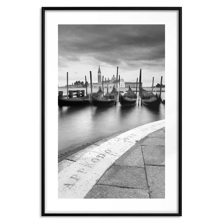 Poster Boats in Venice - black and white riverscape with view of the river and gondolas 115147 additionalImage 17