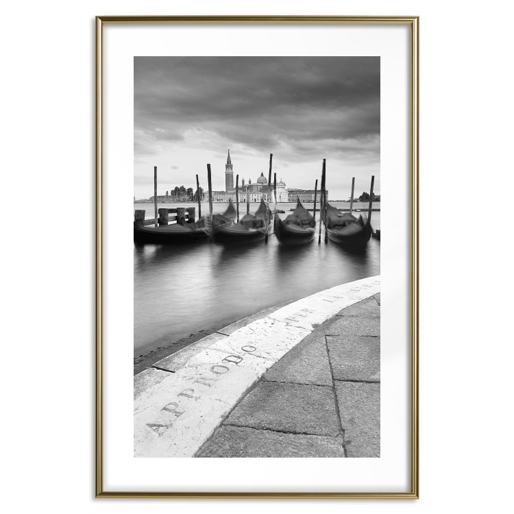 Poster Boats in Venice - black and white riverscape with view of the river and gondolas 115147 additionalImage 16