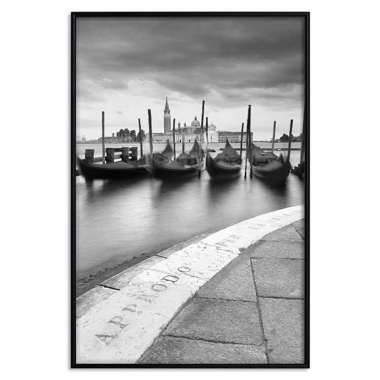 Poster Boats in Venice - black and white riverscape with view of the river and gondolas 115147 additionalImage 24