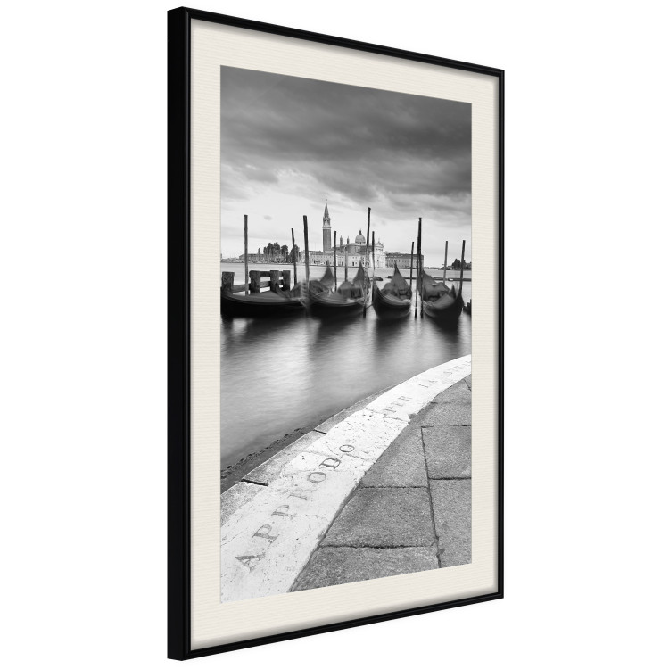 Poster Boats in Venice - black and white riverscape with view of the river and gondolas 115147 additionalImage 3