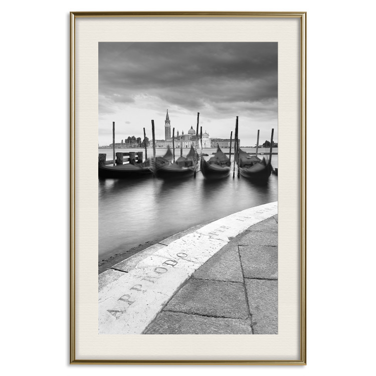 Poster Boats in Venice - black and white riverscape with view of the river and gondolas 115147 additionalImage 19