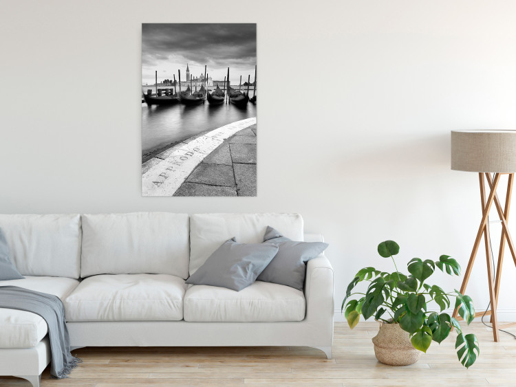 Poster Boats in Venice - black and white riverscape with view of the river and gondolas 115147 additionalImage 17