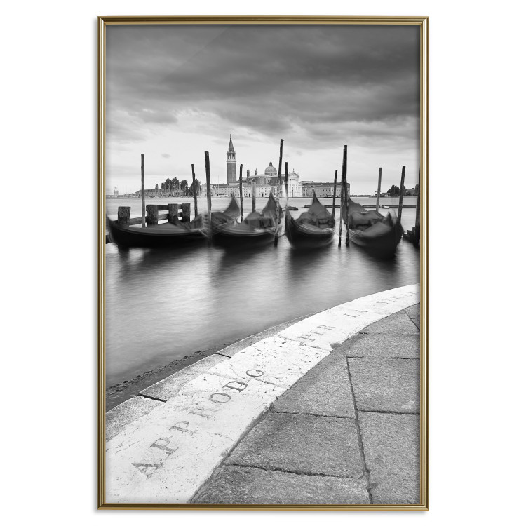 Poster Boats in Venice - black and white riverscape with view of the river and gondolas 115147 additionalImage 20