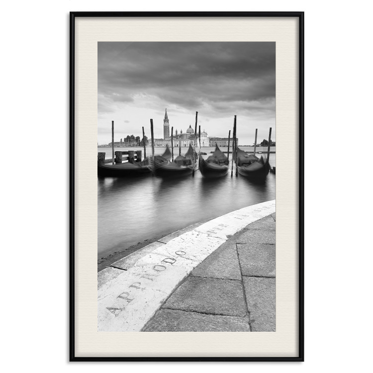 Poster Boats in Venice - black and white riverscape with view of the river and gondolas 115147 additionalImage 18