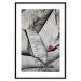 Poster Black and White Leaves - composition with a red leaf among grays 116547 additionalThumb 15