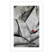 Poster Black and White Leaves - composition with a red leaf among grays 116547 additionalThumb 19