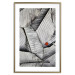 Poster Black and White Leaves - composition with a red leaf among grays 116547 additionalThumb 14