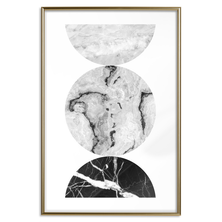Poster Marble Circles - black and white composition with three geometric figures 117347 additionalImage 16