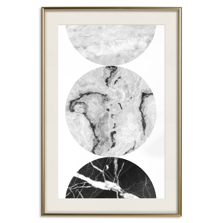 Poster Marble Circles - black and white composition with three geometric figures 117347 additionalImage 19