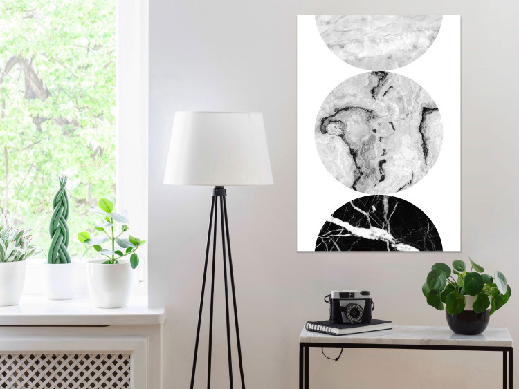Poster Marble Circles - black and white composition with three geometric figures 117347 additionalImage 23