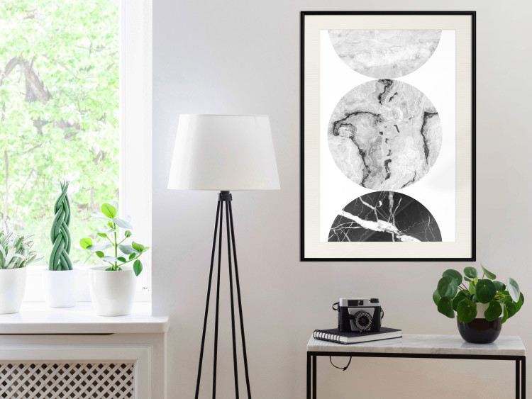 Poster Marble Circles - black and white composition with three geometric figures 117347 additionalImage 22