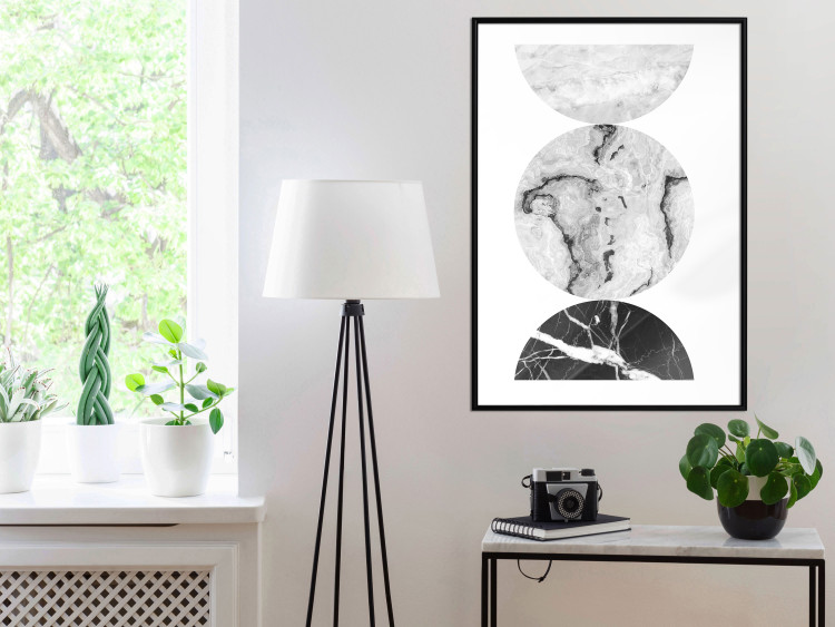 Poster Marble Circles - black and white composition with three geometric figures 117347 additionalImage 4