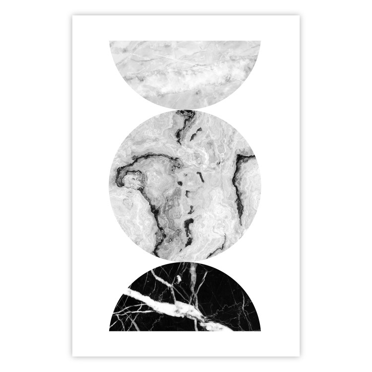 Poster Marble Circles - black and white composition with three geometric figures 117347 additionalImage 25