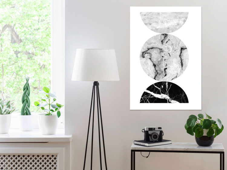 Poster Marble Circles - black and white composition with three geometric figures 117347 additionalImage 2