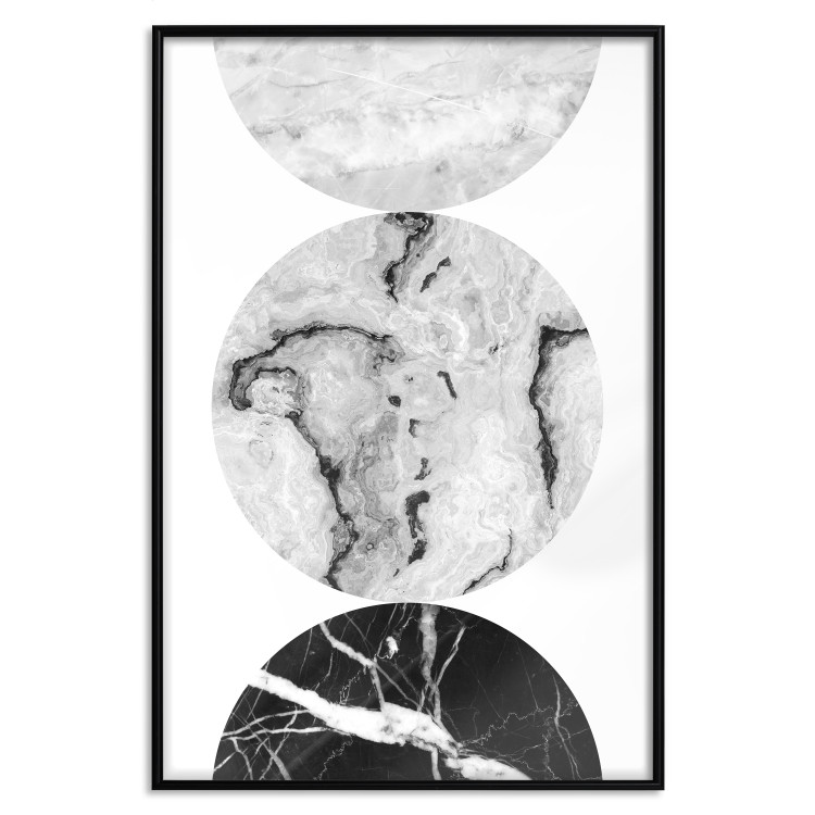 Poster Marble Circles - black and white composition with three geometric figures 117347 additionalImage 18