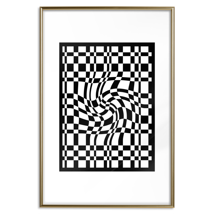 Wall Poster Distorted Checkerboard - black and white geometric abstract 117447 additionalImage 16