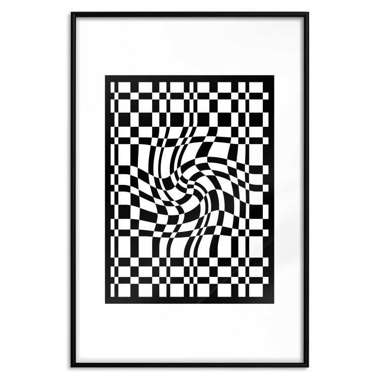 Wall Poster Distorted Checkerboard - black and white geometric abstract 117447 additionalImage 24