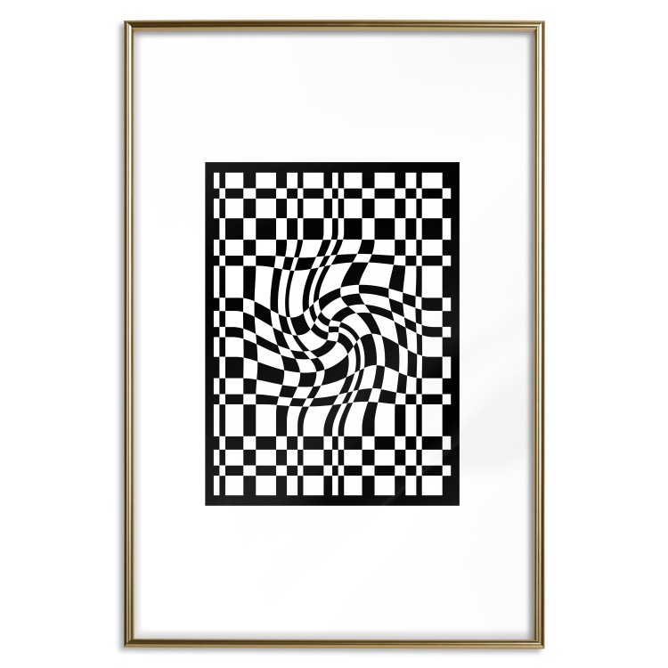 Wall Poster Distorted Checkerboard - black and white geometric abstract 117447 additionalImage 16