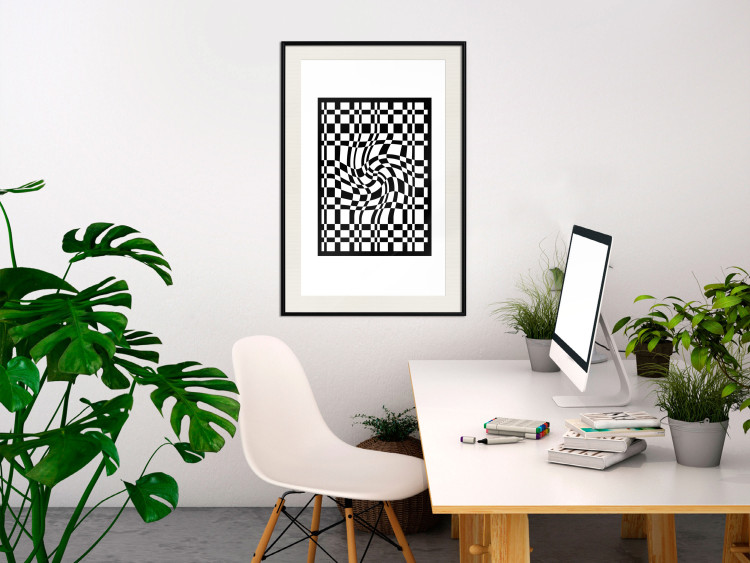 Wall Poster Distorted Checkerboard - black and white geometric abstract 117447 additionalImage 22