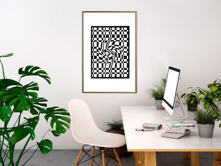 Wall Poster Distorted Checkerboard - black and white geometric abstract 117447 additionalImage 5
