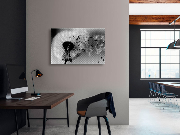 Canvas Print Dandelion - a fleeting, decaying plant in black and white colors 118247 additionalImage 3