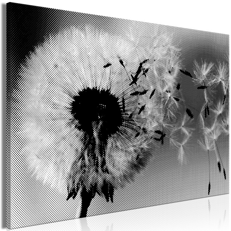 Canvas Print Dandelion - a fleeting, decaying plant in black and white colors 118247 additionalImage 2