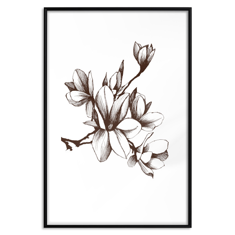 Poster Renaissance Magnolias - black and white composition with delicate flowers 119047 additionalImage 15