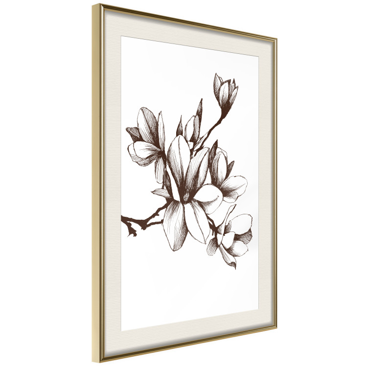 Poster Renaissance Magnolias - black and white composition with delicate flowers 119047 additionalImage 2