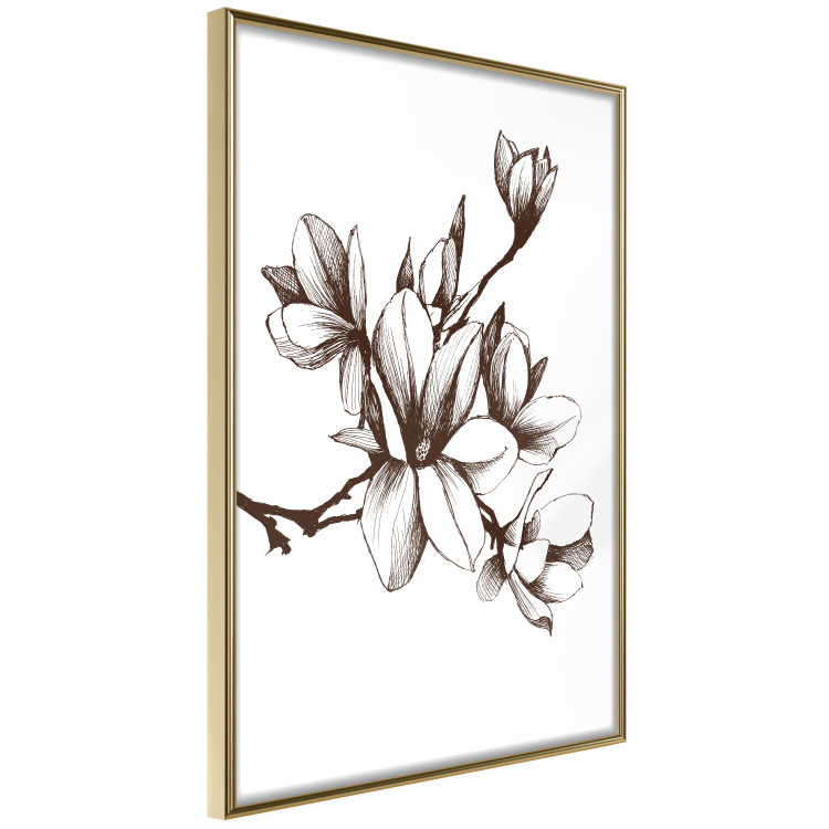 Poster Renaissance Magnolias - black and white composition with delicate flowers 119047 additionalImage 12