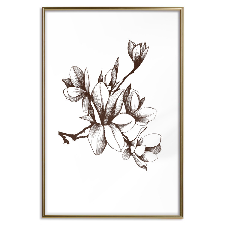 Poster Renaissance Magnolias - black and white composition with delicate flowers 119047 additionalImage 16