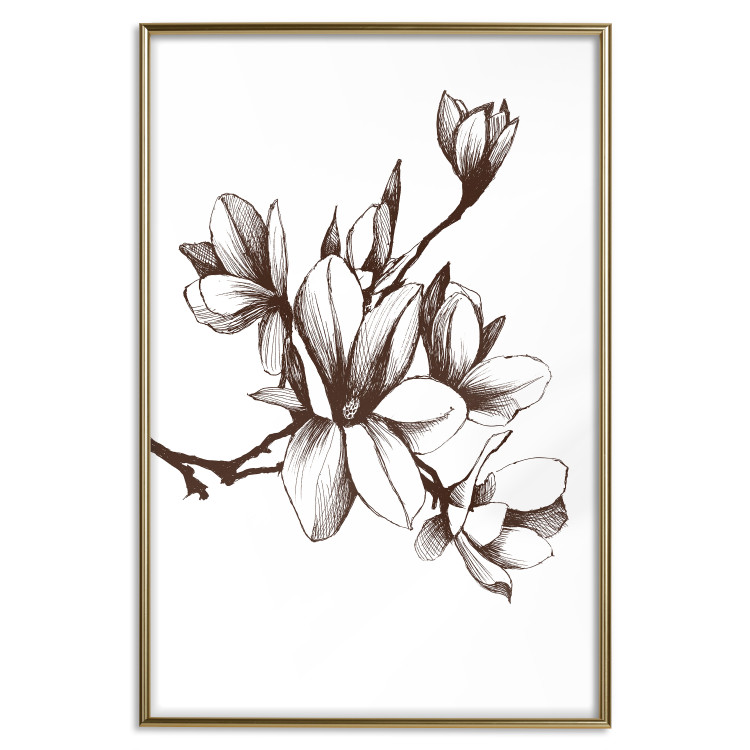 Poster Renaissance Magnolias - black and white composition with delicate flowers 119047 additionalImage 20