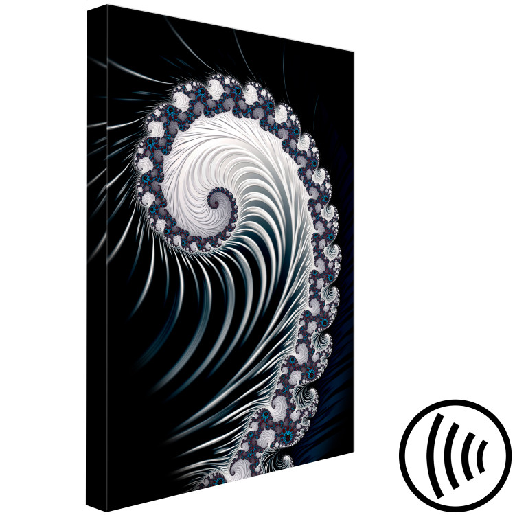 Canvas Art Print Fern flower - an abstract, psychedelic pattern on a black background 122747 additionalImage 6