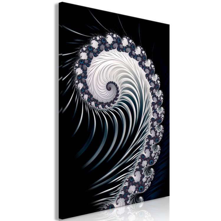 Canvas Art Print Fern flower - an abstract, psychedelic pattern on a black background 122747 additionalImage 2