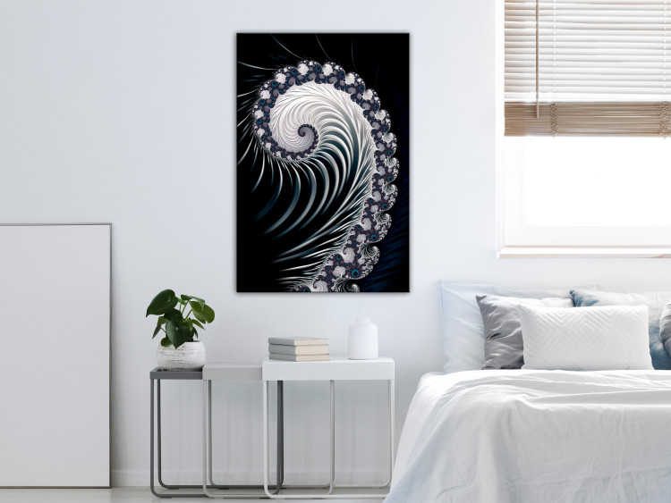 Canvas Art Print Fern flower - an abstract, psychedelic pattern on a black background 122747 additionalImage 3