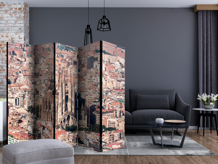 Folding Screen Heart of Barcelona II (5-piece) - panorama with city architecture 124147 additionalImage 4