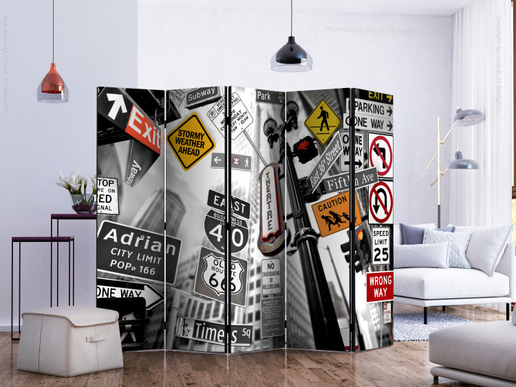 Room Separator New York Signs II (5-piece) - artistic industrial graffiti 124247 additionalImage 2
