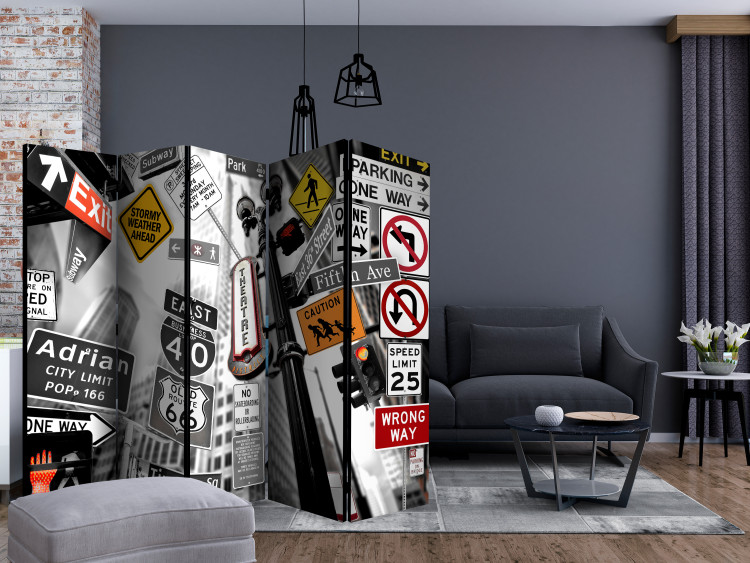Room Separator New York Signs II (5-piece) - artistic industrial graffiti 124247 additionalImage 4