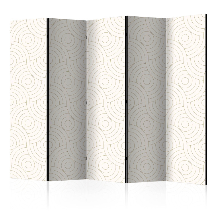 Folding Screen Rollers II (5-piece) - geometric brown pattern on a beige background 124347