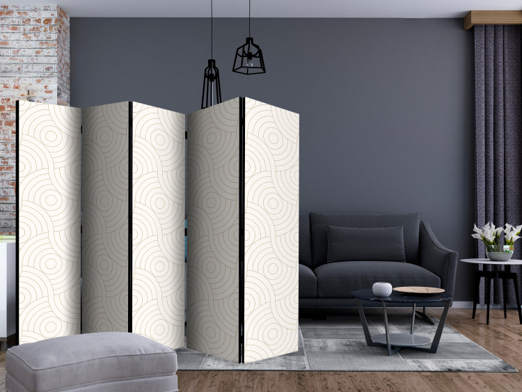 Folding Screen Rollers II (5-piece) - geometric brown pattern on a beige background 124347 additionalImage 4