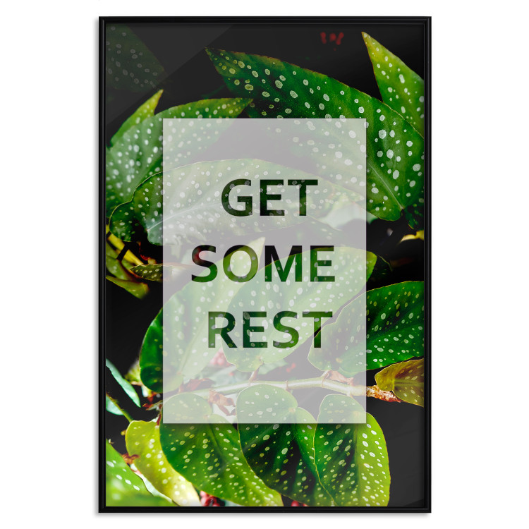 Wall Poster Get Some Rest - English inscriptions in a white frame on a botanical background 127147 additionalImage 16